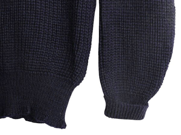90s イギリス製 バブアー ウール チャンキー ニット セーター 36 メンズ XS レディース M 程 古着 オールド 無地 リブ編み 3ワラント 濃紺