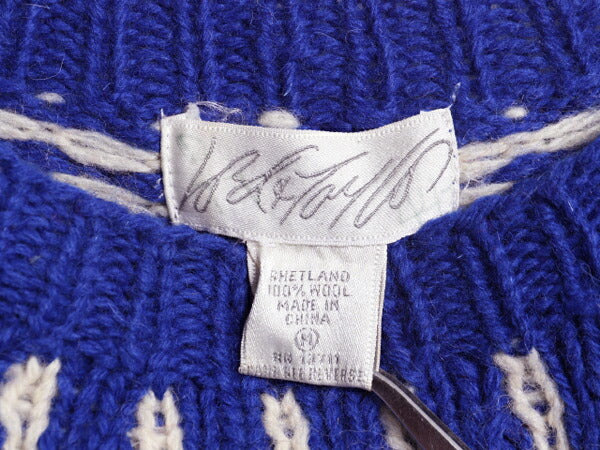 90s LORD&TAYLOR ノルディック ニット セーター メンズ M レディース L / 古着 オールド シェットランド ウール 求心柄 丸ヨーク 厚手 総柄