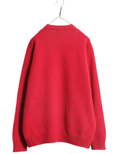 90s J CREW ウール ニット カーディガン メンズ M 古着 オールド 巨人タグ ジェイクルー セーター 前開き 羽織り ポケット付き 無地 ピンク
