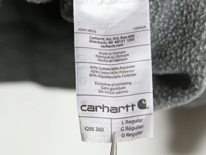 カーハート 袖 プリント スウェット フード パーカー メンズ L / 古着 CARHARTT トレーナー プルオーバー スエット 裏起毛 ワンポイント 緑