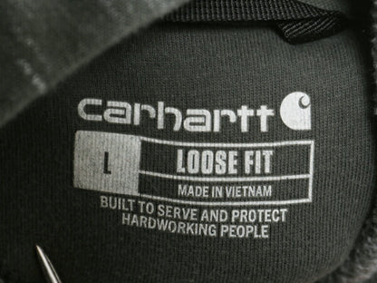 カーハート 袖 プリント スウェット フード パーカー メンズ L / 古着 CARHARTT トレーナー プルオーバー スエット 裏起毛 ワンポイント 緑