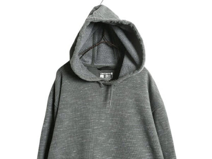 カーハート 袖 プリント スウェット フード パーカー メンズ L / 古着 CARHARTT トレーナー プルオーバー スエット 裏起毛 ワンポイント 緑