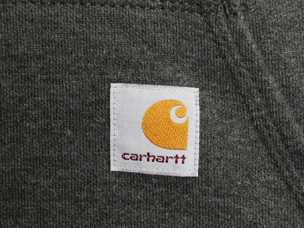 カーハート 袖 プリント スウェット フード パーカー メンズ XXL 古着 CARHARTT トレーナー スエット プルオーバー 裏起毛 大きいサイズ 灰