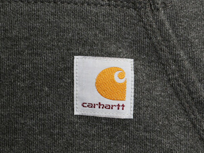 カーハート 袖 プリント スウェット フード パーカー メンズ XXL 古着 CARHARTT トレーナー スエット プルオーバー 裏起毛 大きいサイズ 灰