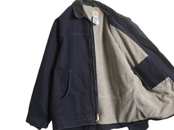 US企画 カーハート リッジ コート メンズ 2XL / CARHARTT ダック ジャケット ブルゾン ワーク 裏 ボア パイル フリース 廃盤 フルジップ 紺