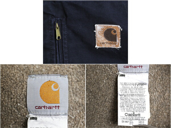 US企画 カーハート リッジ コート メンズ 2XL / CARHARTT ダック ジャケット ブルゾン ワーク 裏 ボア パイル フリース 廃盤 フルジップ 紺