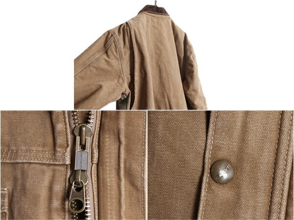US企画 カーハート キャニオン コート メンズ M / 古着 CARHARTT ジャケット ブルゾン ダック 中綿 キルティング ライナー ワーク ブラウン