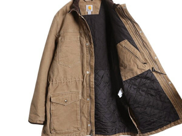 US企画 カーハート キャニオン コート メンズ M / 古着 CARHARTT ジャケット ブルゾン ダック 中綿 キルティング ライナー ワーク ブラウン