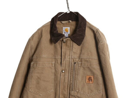 US企画 カーハート キャニオン コート メンズ M / 古着 CARHARTT ジャケット ブルゾン ダック 中綿 キルティング ライナー ワーク ブラウン
