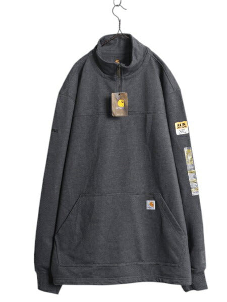 デッドストック US企画 カーハート ハーフジップ スウェット メンズ XL 新品 Rain Defender  トレーナー ハイネック 大きいサイズ 企業 灰