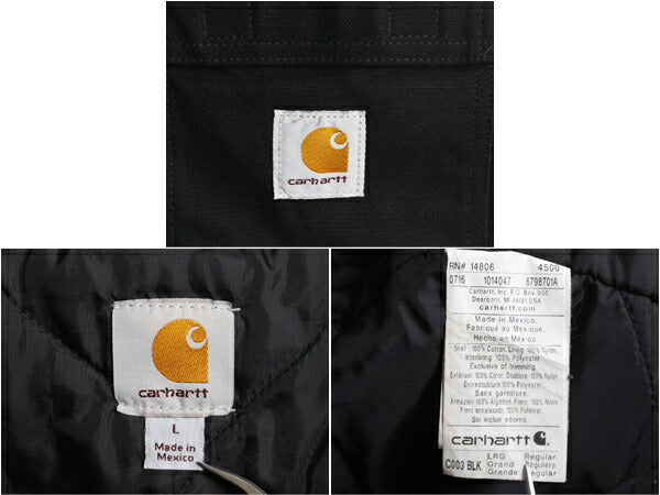 US企画 カーハート トラディショナル コート メンズ L / 古着 CARHARTT ダック ジャケット ブルゾン 中綿 キルティング ライナー ブラック