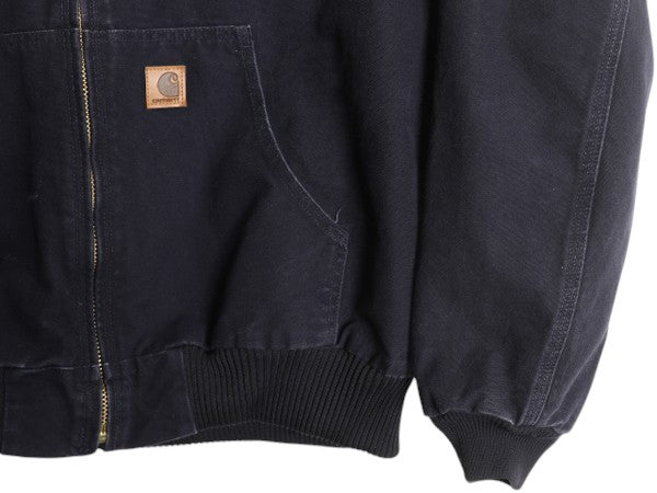 US企画 カーハート アクティブ ジャケット メンズ XL / CARHARTT ダック パーカー 中綿 キルティング ライナー フルジップ 企業 ネイビー