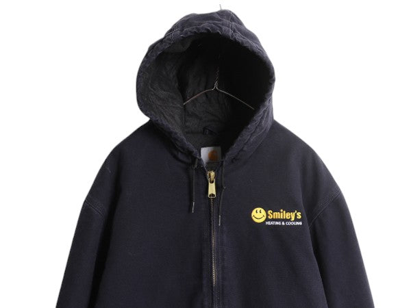 US企画 カーハート アクティブ ジャケット メンズ XL / CARHARTT ダック パーカー 中綿 キルティング ライナー フルジップ 企業 ネイビー