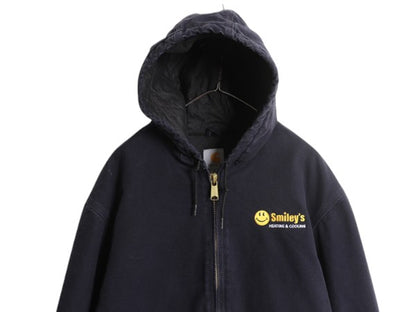 US企画 カーハート アクティブ ジャケット メンズ XL / CARHARTT ダック パーカー 中綿 キルティング ライナー フルジップ 企業 ネイビー