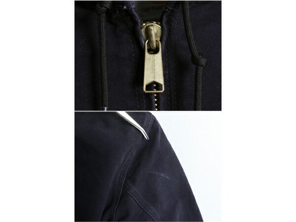 US企画 カーハート アクティブ ジャケット メンズ XL / CARHARTT ダック パーカー 中綿 キルティング ライナー フルジップ 企業 ネイビー