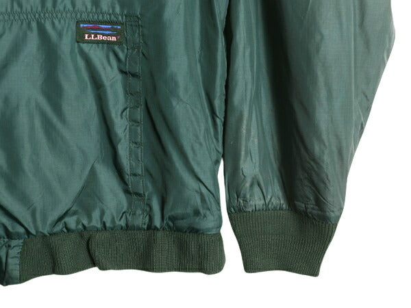 90s エルエルビーン ナイロン フード パーカー ジャケット メンズ L 程 オールド LLBean フルジップ 裏 フリース ライナー付き ブルゾン 緑