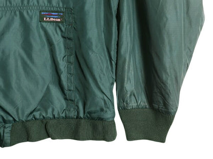 90s エルエルビーン ナイロン フード パーカー ジャケット メンズ L 程 オールド LLBean フルジップ 裏 フリース ライナー付き ブルゾン 緑