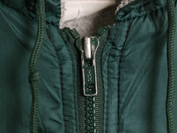 90s エルエルビーン ナイロン フード パーカー ジャケット メンズ L 程 オールド LLBean フルジップ 裏 フリース ライナー付き ブルゾン 緑