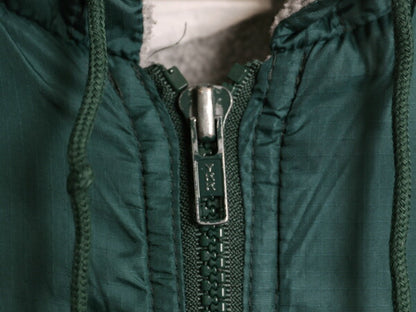 90s エルエルビーン ナイロン フード パーカー ジャケット メンズ L 程 オールド LLBean フルジップ 裏 フリース ライナー付き ブルゾン 緑