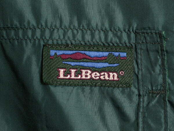 90s エルエルビーン ナイロン フード パーカー ジャケット メンズ L 程 オールド LLBean フルジップ 裏 フリース ライナー付き ブルゾン 緑