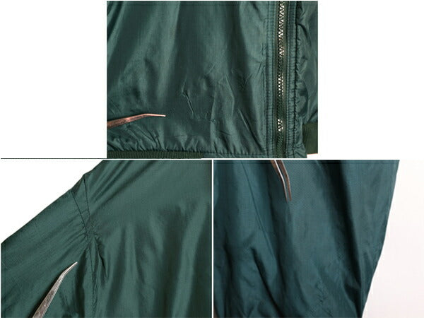90s エルエルビーン ナイロン フード パーカー ジャケット メンズ L 程 オールド LLBean フルジップ 裏 フリース ライナー付き ブルゾン 緑