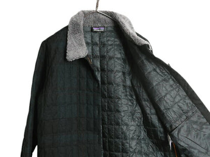 パタゴニア ダウン シャツ ジャケット レディース L / 16年製 デカタグ Patagonia ブラックウォッチ チェック ウール 襟 パイル フリース
