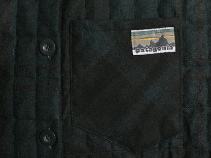 パタゴニア ダウン シャツ ジャケット レディース L / 16年製 デカタグ Patagonia ブラックウォッチ チェック ウール 襟 パイル フリース