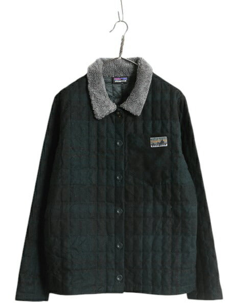 パタゴニア ダウン シャツ ジャケット レディース L / 16年製 デカタグ Patagonia ブラックウォッチ チェック ウール 襟 パイル フリース