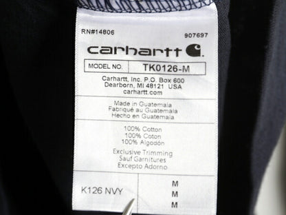 デッドストック カーハート ポケット付き 長袖 Tシャツ メンズ M 新品 CARHARTT ロンT ワンポイント ロゴT ヘビーウェイト クルーネック 紺