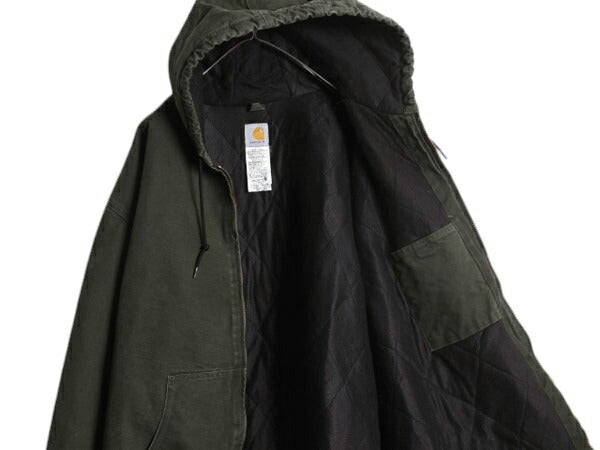 US企画 カーハート アクティブ ジャケット メンズ XXXL / CARHARTT ダック パーカー 中綿 キルティング ライナー フルジップ モス グリーン