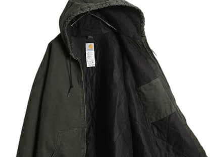 US企画 カーハート アクティブ ジャケット メンズ XXXL / CARHARTT ダック パーカー 中綿 キルティング ライナー フルジップ モス グリーン