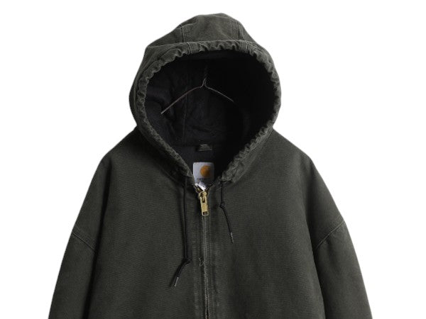 US企画 カーハート アクティブ ジャケット メンズ XXXL / CARHARTT ダック パーカー 中綿 キルティング ライナー フルジップ モス グリーン