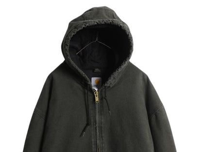 US企画 カーハート アクティブ ジャケット メンズ XXXL / CARHARTT ダック パーカー 中綿 キルティング ライナー フルジップ モス グリーン