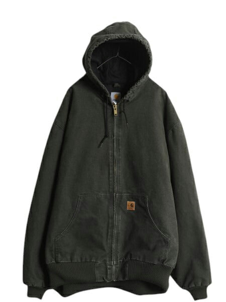 US企画 カーハート アクティブ ジャケット メンズ XXXL / CARHARTT ダック パーカー 中綿 キルティング ライナー フルジップ モス グリーン