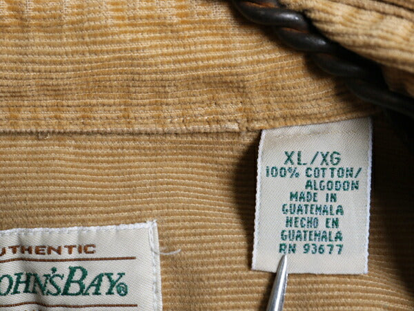 90s ST JOHN'S BAY 細畝 コーデユロイ シャツ メンズ XL / オールド セントジョンズベイ JCペニー 長袖シャツ 大きいサイズ 無地 ブラウン