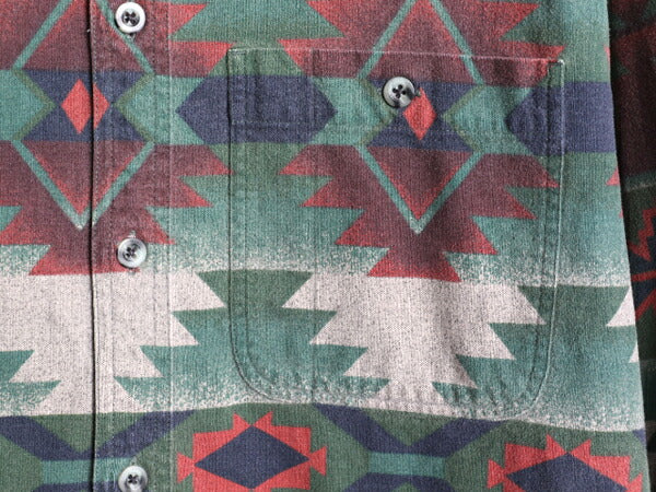 90s カベラス ネイティブ 総柄 シャモア クロス 3点留め ボタンダウン 長袖 シャツ メンズ M / 90年代 オールド Cabelas ヘビー フランネル