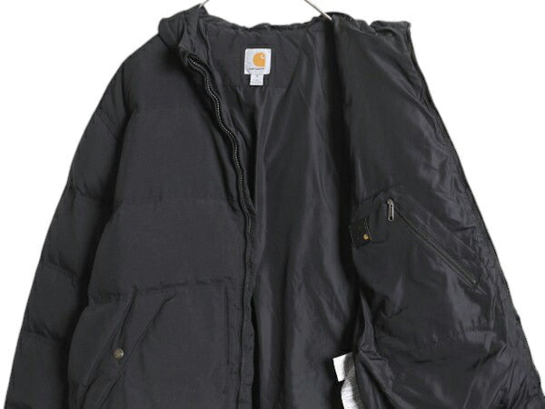 US企画 カーハート ダウン アクティブ ジャケット メンズ M 古着 CARHARTT ナイロン パーカー フルジップ ワーク ジャンパー 550フィル 黒