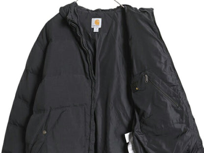 US企画 カーハート ダウン アクティブ ジャケット メンズ M 古着 CARHARTT ナイロン パーカー フルジップ ワーク ジャンパー 550フィル 黒