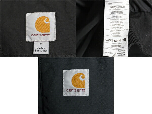 US企画 カーハート ダウン アクティブ ジャケット メンズ M 古着 CARHARTT ナイロン パーカー フルジップ ワーク ジャンパー 550フィル 黒