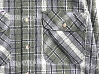 80s カーハート チェック ヘビー フランネル シャツ メンズ L 程/ 80年代 ヴィンテージ Carhartt ワーク コットン ネルシャツ ポケット付き