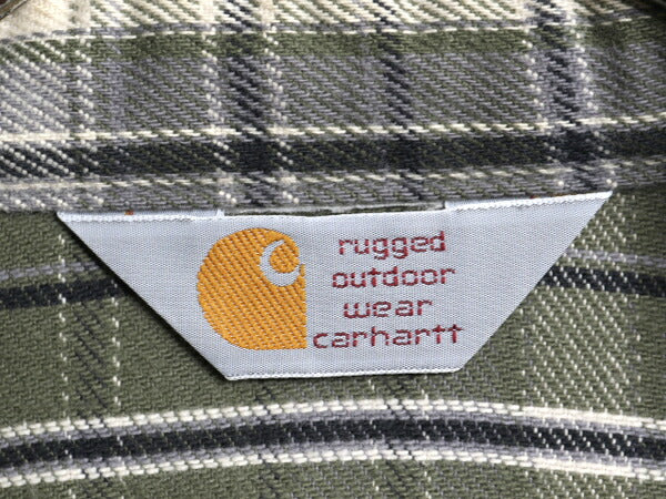 80s カーハート チェック ヘビー フランネル シャツ メンズ L 程/ 80年代 ヴィンテージ Carhartt ワーク コットン ネルシャツ ポケット付き