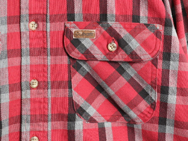 US企画 カーハート チェック 長袖 ヘビー フランネル シャツ メンズ XL 古着 Carhartt ネルシャツ 厚手 コットン 長袖シャツ 大きいサイズ