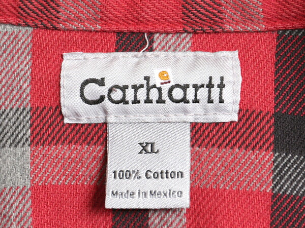 US企画 カーハート チェック 長袖 ヘビー フランネル シャツ メンズ XL 古着 Carhartt ネルシャツ 厚手 コットン 長袖シャツ 大きいサイズ