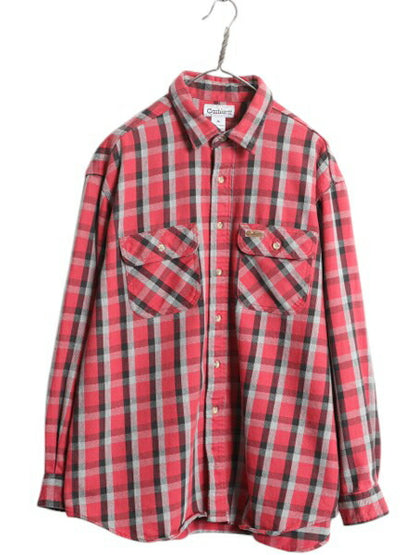 US企画 カーハート チェック 長袖 ヘビー フランネル シャツ メンズ XL 古着 Carhartt ネルシャツ 厚手 コットン 長袖シャツ 大きいサイズ