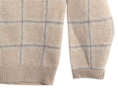 90s ペンドルトン チェック デザイン ニット セーター メンズ L / 古着 90年代 オールド PENDLETON ウール クルーネック ミドルゲージ 総柄