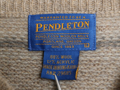 90s ペンドルトン チェック デザイン ニット セーター メンズ L / 古着 90年代 オールド PENDLETON ウール クルーネック ミドルゲージ 総柄
