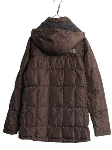 ノースフェイス ダウン ジャケット レディース S 古着 The North Face アウトドア 600フィル フード パーカー フルジップ ハーフ コート 茶