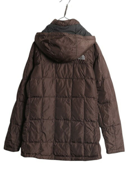 ノースフェイス ダウン ジャケット レディース S 古着 The North Face アウトドア 600フィル フード パーカー フルジップ ハーフ コート 茶