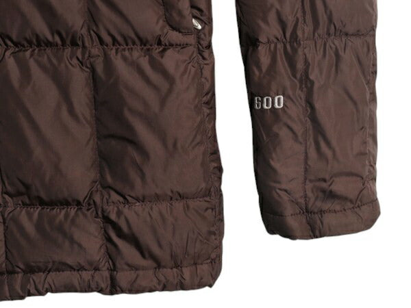 ノースフェイス ダウン ジャケット レディース S 古着 The North Face アウトドア 600フィル フード パーカー フルジップ ハーフ コート 茶