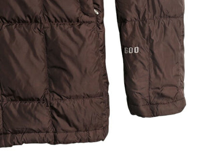 ノースフェイス ダウン ジャケット レディース S 古着 The North Face アウトドア 600フィル フード パーカー フルジップ ハーフ コート 茶
